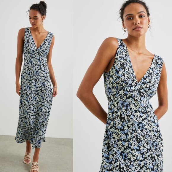 Rails Audrina Crepe Midi Dress in Midnight Meadow Floral - Picture 2 of 14